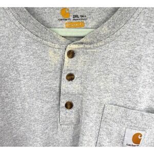 Carhartt Men's Heavyweight Long Sleeve Henley Pocket Tee Size 2XL Tall Gray K128